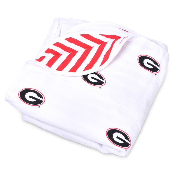 University of Georgia Toddler Muslin Four Layer Blanket for wholesale by Three Little Anchors