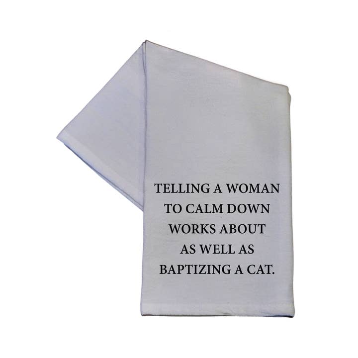 Driftless Studios - Wholesale Tea Towel - Baptizing A Cat 16x24 Tea Towel