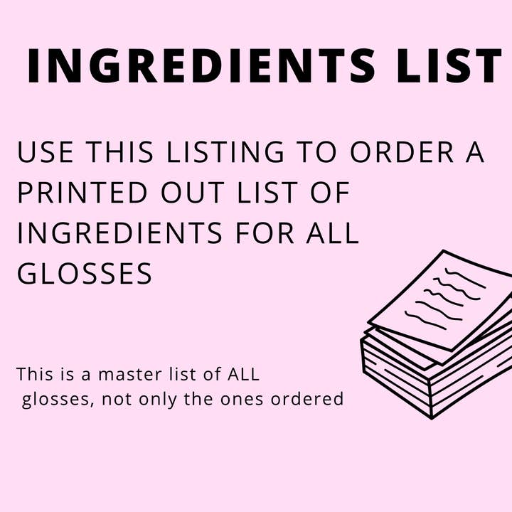 Shop Gia Taylor LLC. - Wholesale Lip Gloss - ADD ON: Printed/Laminated Ingredients list0