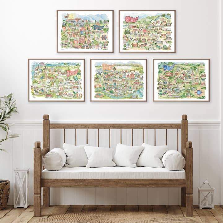 Elizabeth Wade Studio - Wholesale Art Print - Ole Miss Oxford Mississippi Football College Map Print