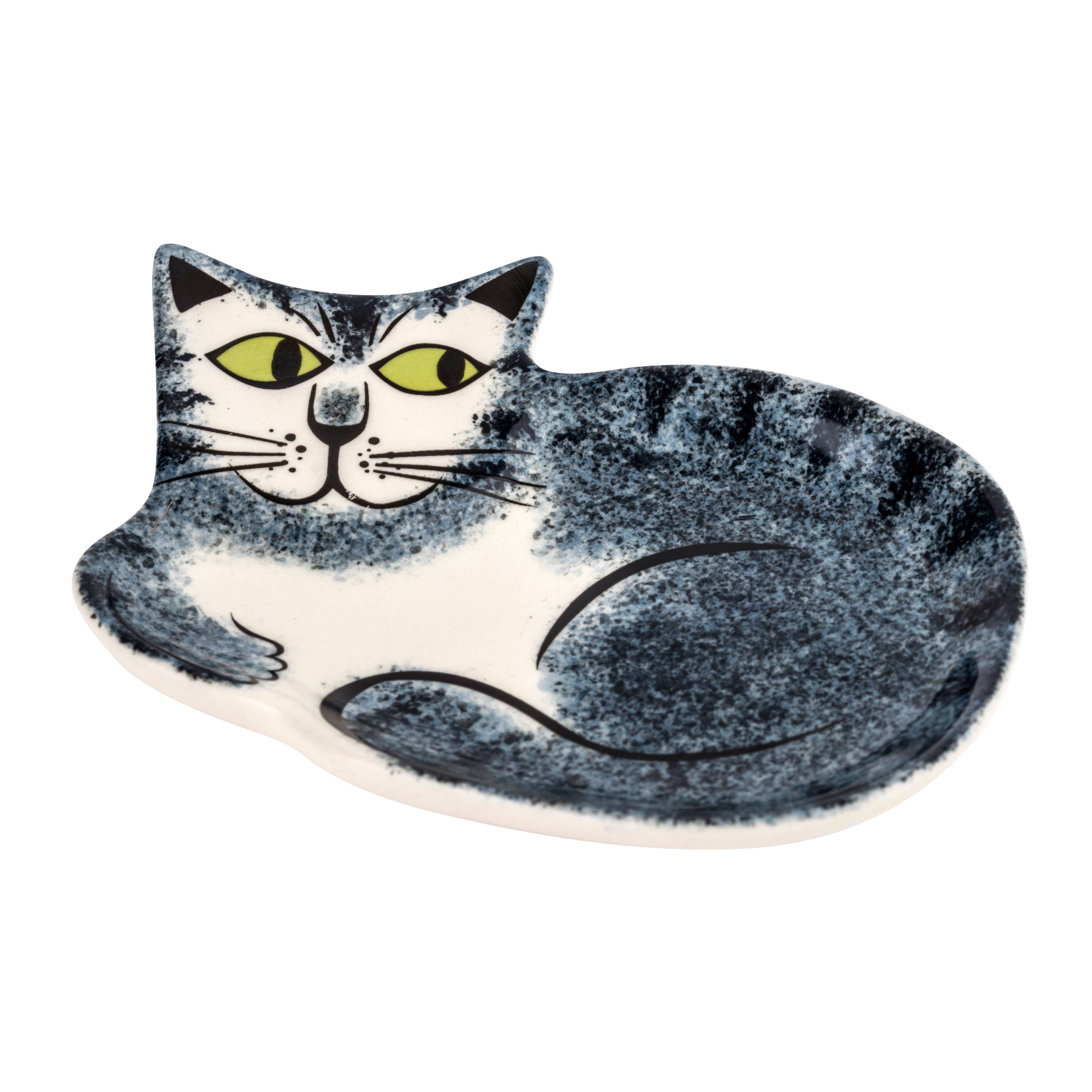 Hannah Turner Ltd - Vente Plateaux à bijoux - Plat à bibelots en céramique fait à la main pour chat gris1