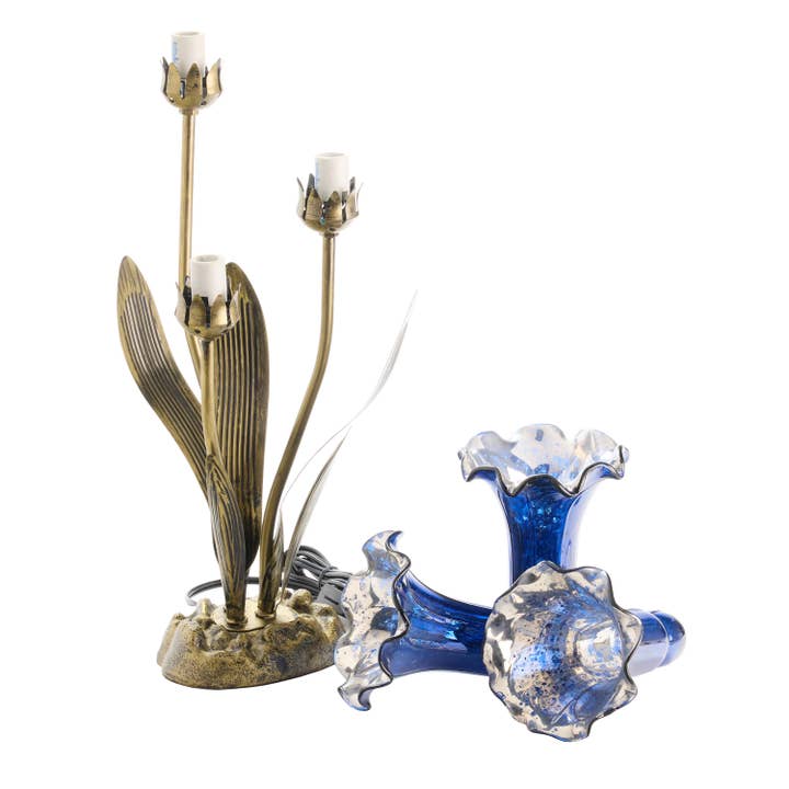 River of Goods - Wholesale Accent/Desk Lamp - 21"H Blue Mercury Glass 3 Lily Uplight Table Lamp8