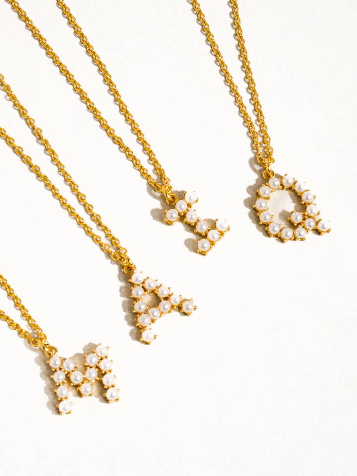 Hannah 18K Gold Alphabet Pearl Letters Necklace for wholesale by Flânerie by MAIQ