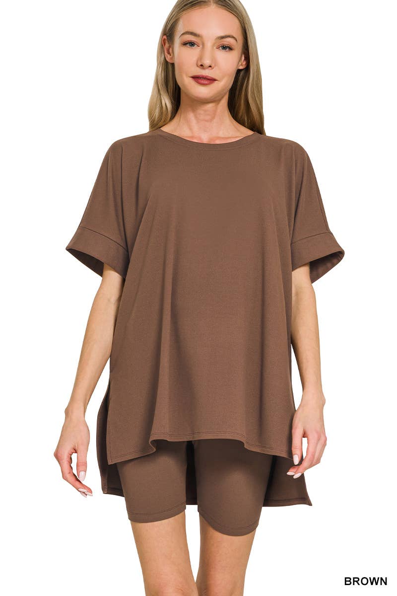 Vanilla Monkey - Wholesale Loungeset - Dames - Geborstelde Dty Microvezel R-hals Top Biker Shorts3