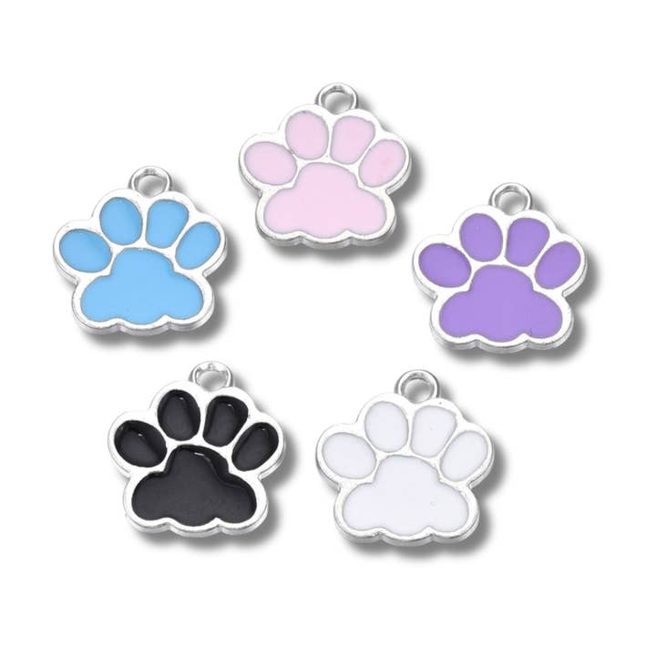 Love, Paige Designs - Wholesale Individual Charm/Pendant - Paw Print Colored Silver Charm2