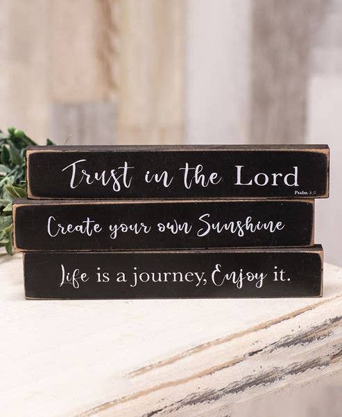 Col House Designs - Wholesale Decorative Tabletop Object - Trust in the Lord Mini Stick, 3 Assorted1