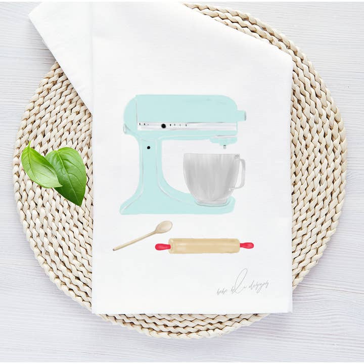 Kitchen Mixer Flour Sack Tea Towel, Kitchen Decor for wholesale by Bebe Blu Designs, LLC
