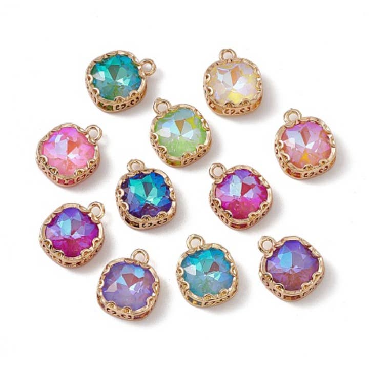 Gold Square Glass Charm | Assorted for wholesale by The Charm Bar Company