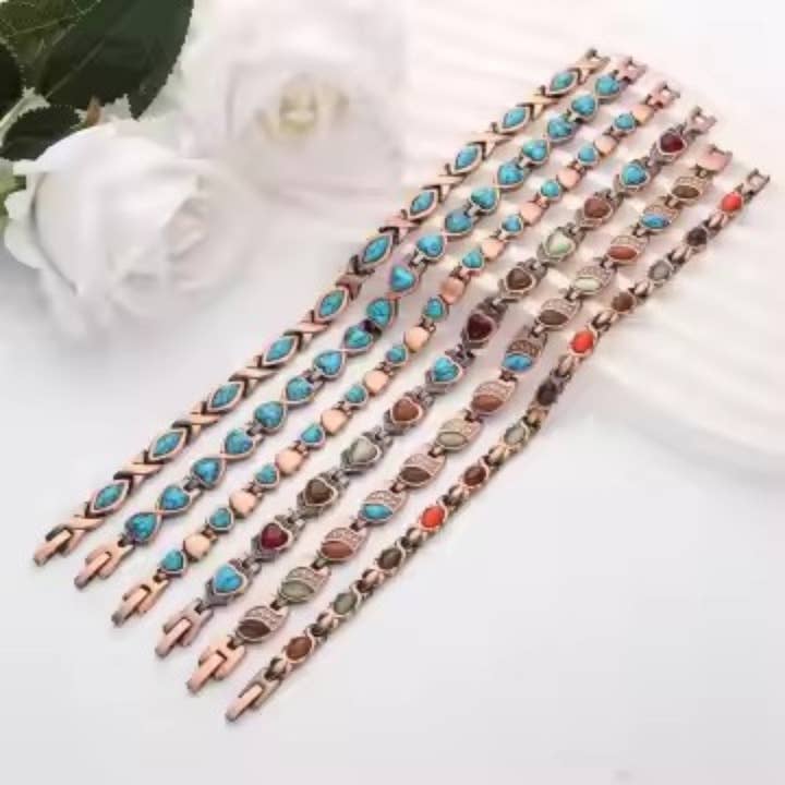 Ayurveda Specialist B.V. - Wholesale Bangle Bracelet - Luxury health bracelet magnetic copper – various stones2