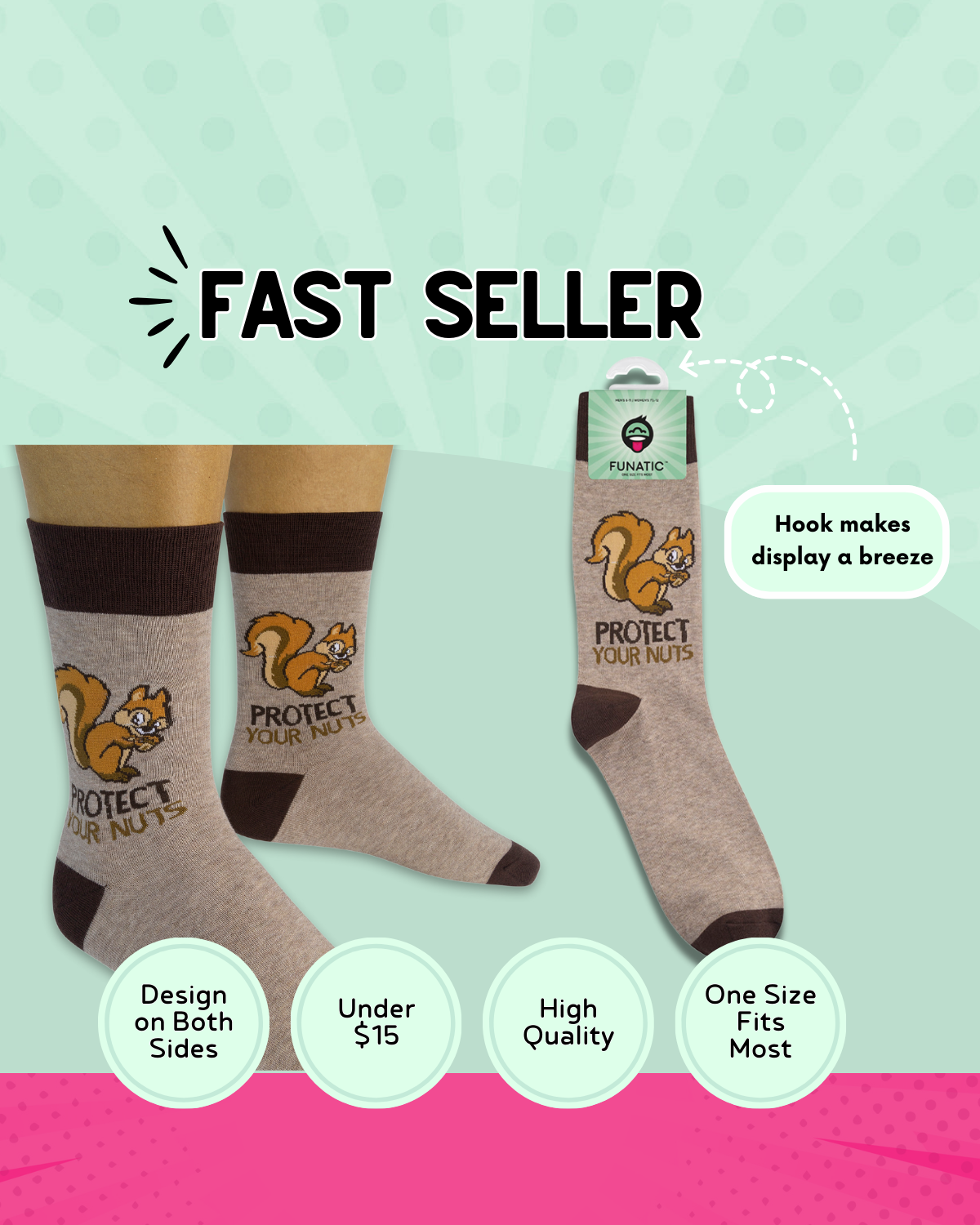 Funatic - About Face Designs - Nice Enough Merch Co – Großhandel Socken – Herren – Schütze Deine Nüsse Socken | Lustig | Herrensocken | Funatic1