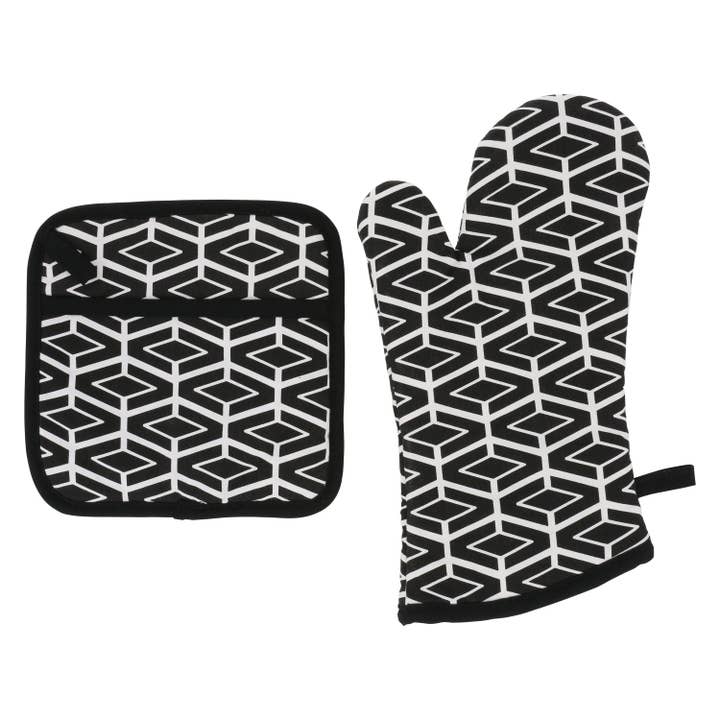 Boheme Black and White Mitten and Pot Holder Combo for wholesale by LiLi Homes