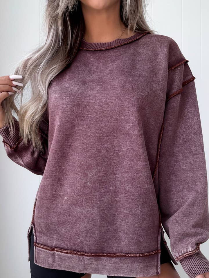 Mineral Wash Side Slit Sweatshirt RTS for wholesale by Thomas & Co Wholesale