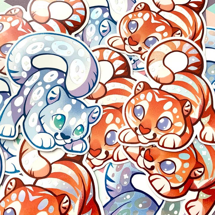 ShinePaw Design - Wholesale Sticker - Holographic Snow Leopard Sticker1
