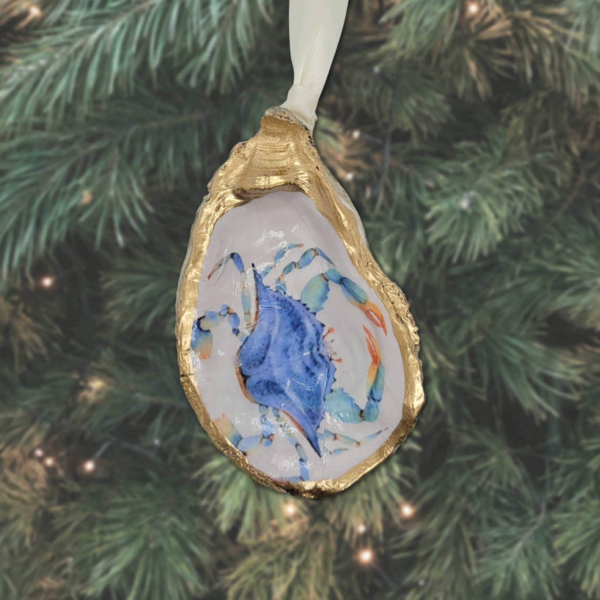 Beatrixbell Handcrafted - Wholesale Ornament - Blue Crab Ornament | Oyster Shell Coastal Christmas Decor4