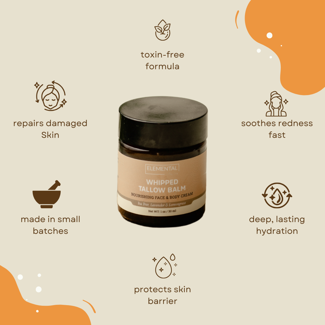 Elemental Wellness | Soap & Toxin-Free Living - Vendita all'ingrosso Balsamo/burro per il corpo - Balsamo al Suet Montato | Suet di Manzo da Pascolo | Cura della Pelle al Suet (30 ml)4