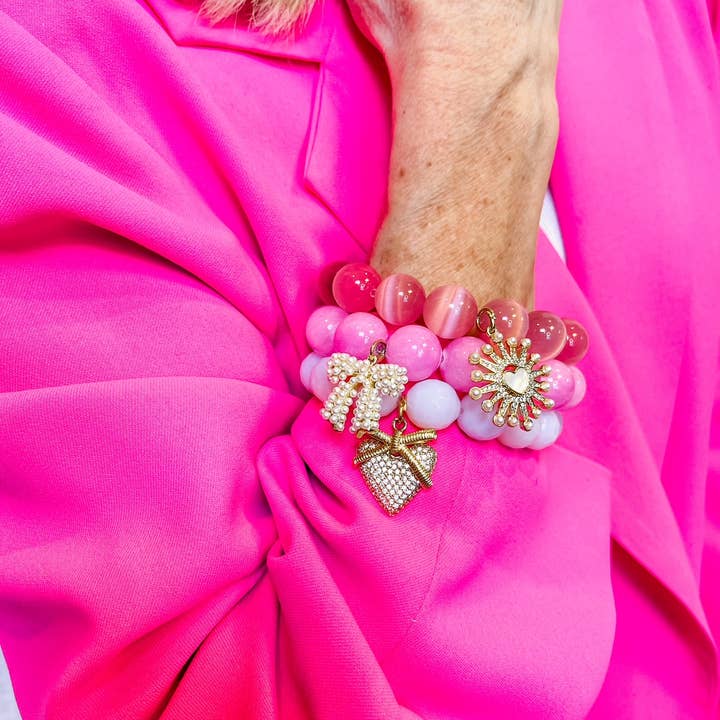PowerBeads by jen - Wholesale Beaded Bracelet - White Calcite with Gold Bead Surround Puffy Heart1