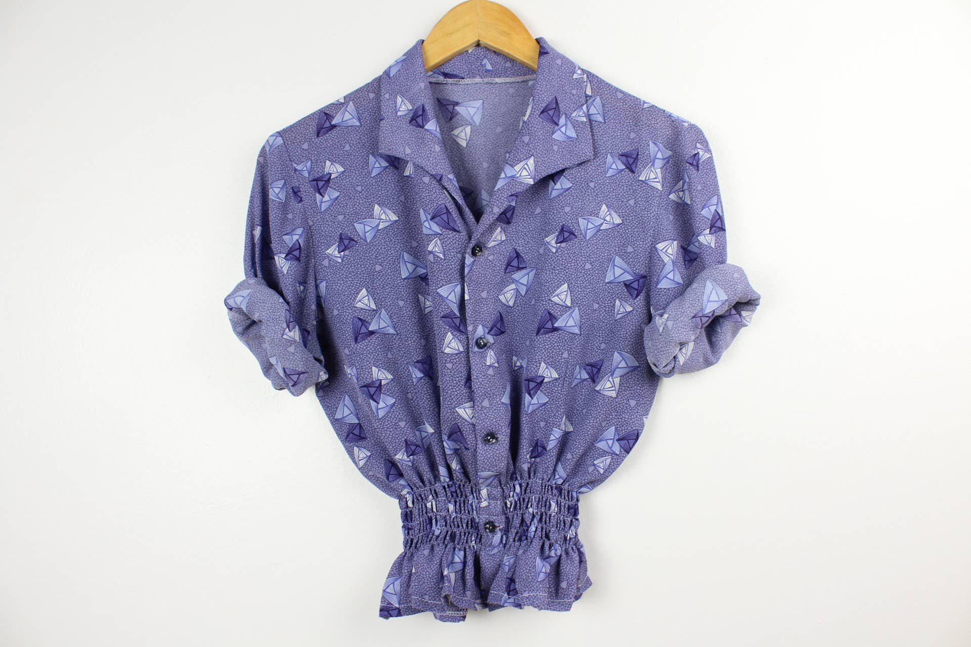 Sun's Out! - Wholesale Blouse - Women's - Reworked Vintage Long-Sleeve Button Up Blouse - Cinched17