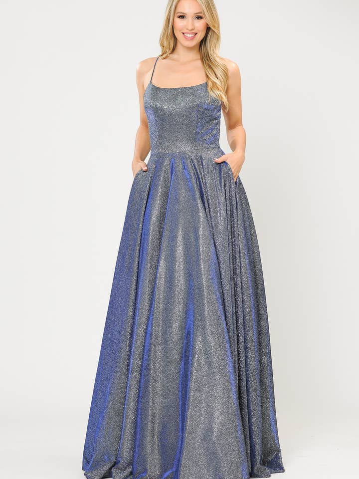 8574 Light up the room with this glitter knit gown. for wholesale by POLY USA