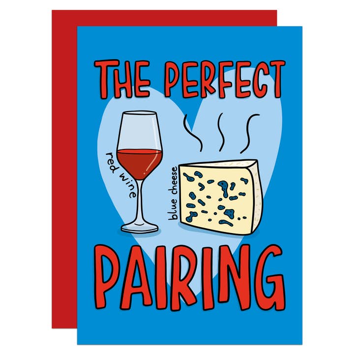 Carte A6 Amour Vin Rouge et Fromage Bleu pour la vente par TeePee Creations