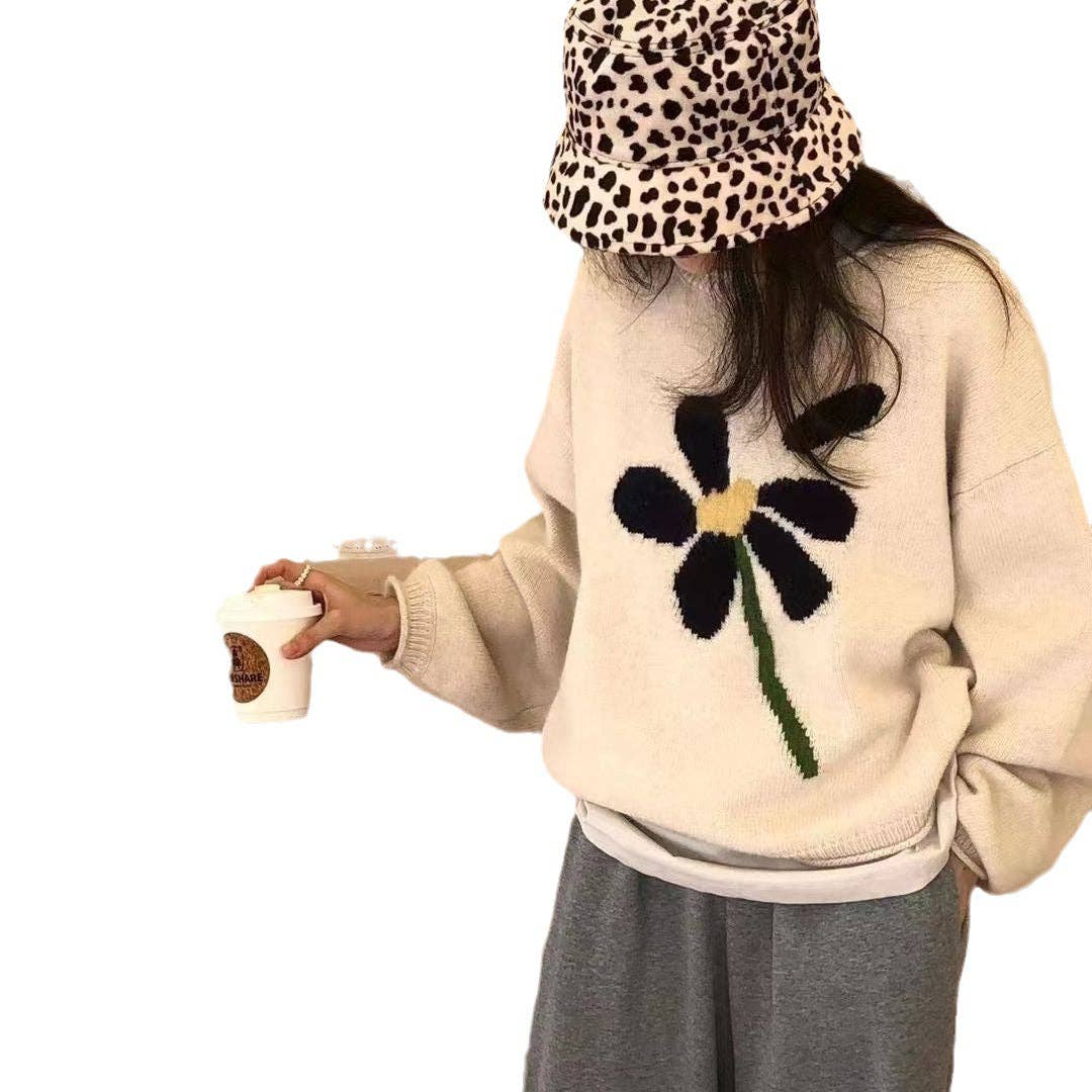 Marayn - Wholesale Knit Sweater - Women's - Korean Ins Lazy Floral Knit Sweater8