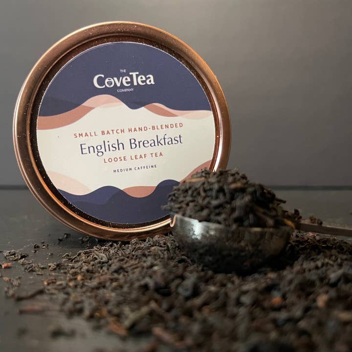 English Breakfast Rose Gold Tin for wholesale by The Cove Tea Company