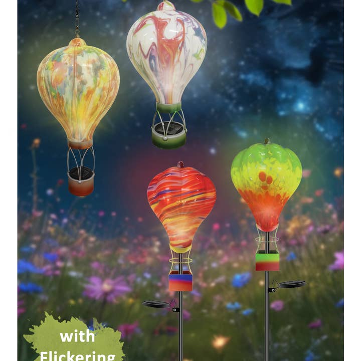 Continental Art Center - Wholesale Outdoor Ornament/Decor - Solar Hanging Colorful Acrylic Balloon-Blue/Orange