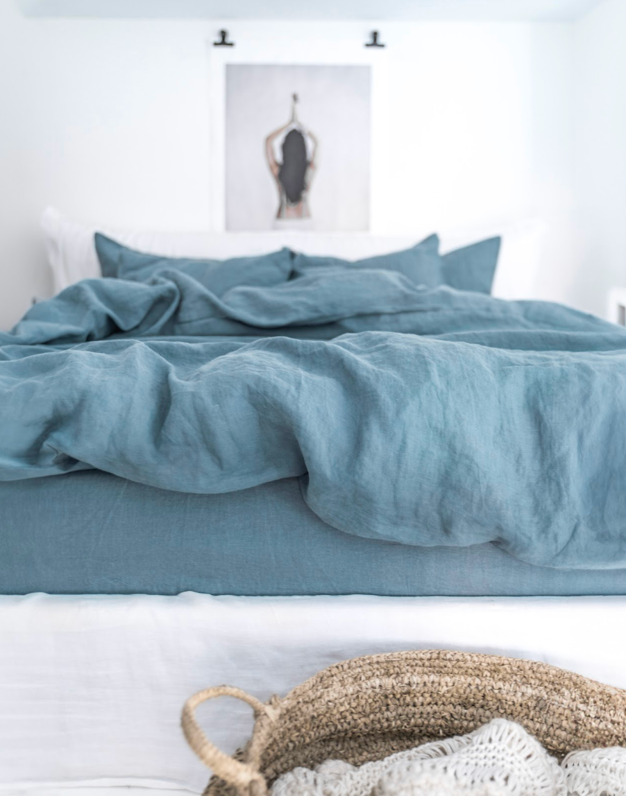 MagicLinen (We handle U.S. import procedures for you) - Wholesale Sheet Set - Linen sheet set in Grey blue (4 pcs) Bedding set3