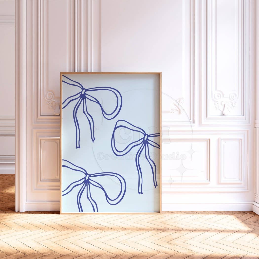 CLM Creative Studio - Wholesale Art Print - Navy Hand Drawn Bows Wall Art Prints 4