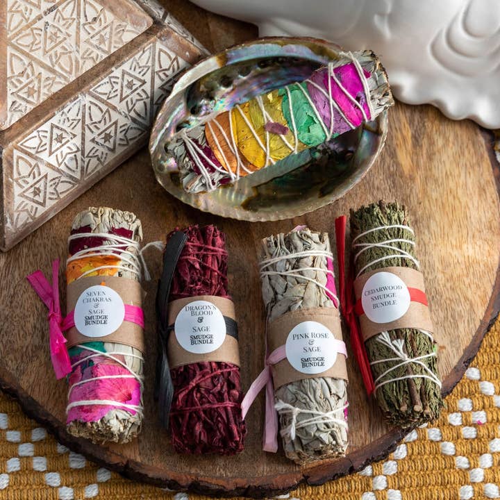 Oily Blends - Wholesale Sage Bundle - White Sage and Rose Bundles Chakra4