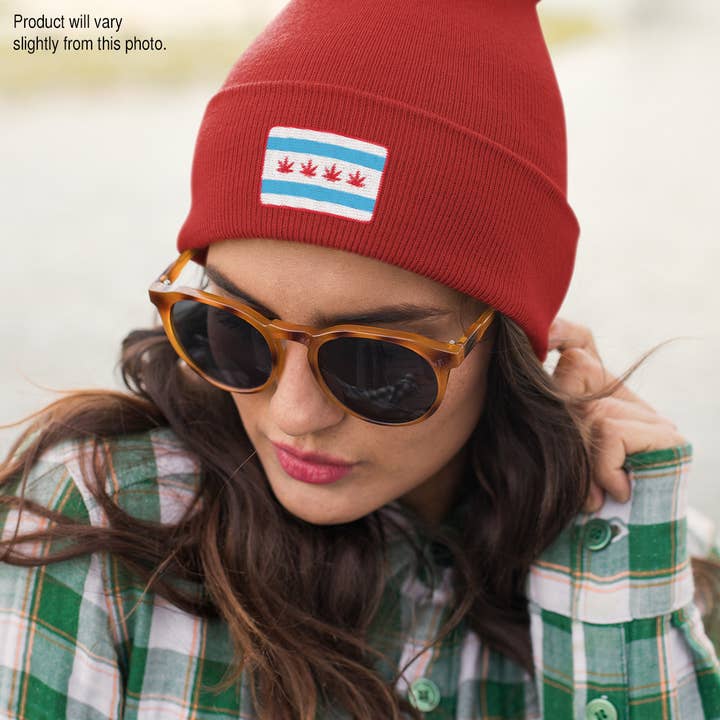 Chicago Weed Knit Beanie - Unisex Embroidered for wholesale by Hello Design