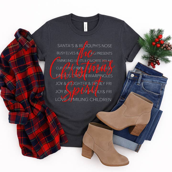 The Bling Barn - Wholesale Screen Printed T-Shirt - Women's - The Christmas Spirit- Ready To Ship4