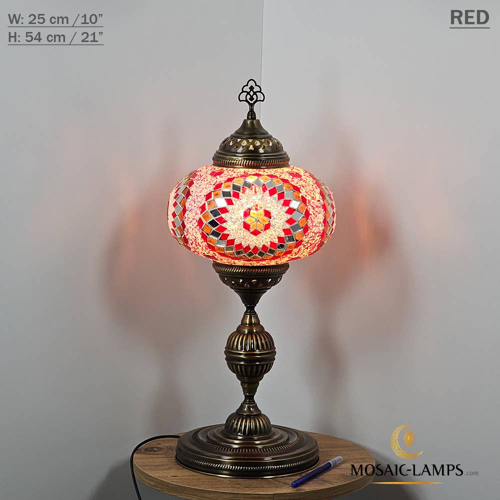 Mosaic Lamps - Wholesale Accent/Desk Lamp - 10+ Colors - Turkish Mosaic X Large Globe Table Lamp, Marrak67