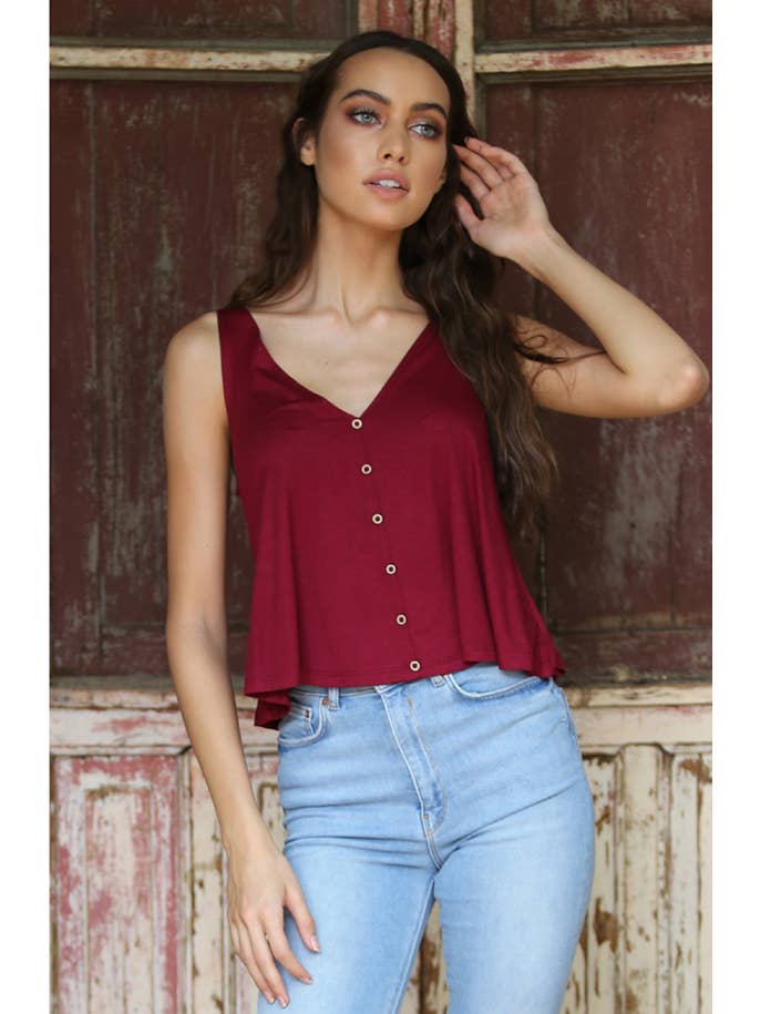 ANGIE - Wholesale Tank Top - Women's - X2T72-ASIS V NECK SWINGY TANK TOP WITH OPEN BACK BASIC TANK
