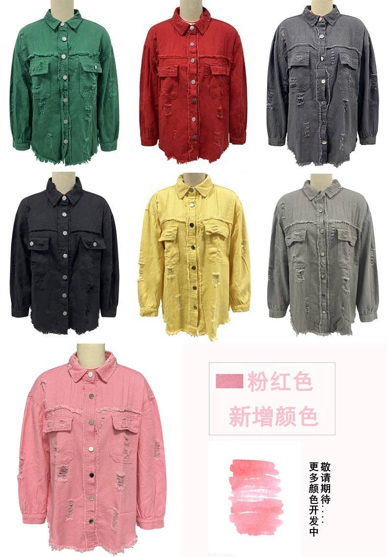 Marayn - Wholesale Denim Jacket - Women's - 2025 Oversized Denim Jacket Womens Distressed Style8