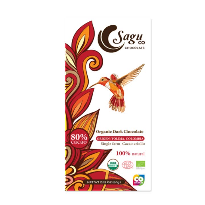 Organic Dark Chocolate Bar 80% Cacao 80g for wholesale by SAGU CO CHOCOLATE