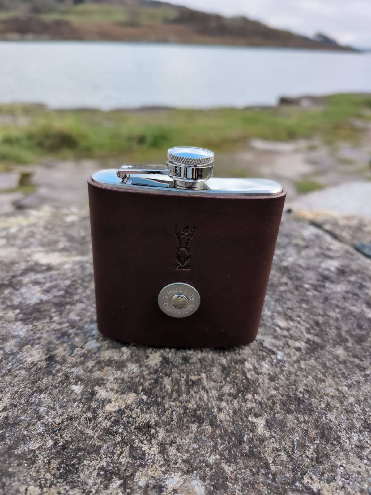 J Boult Designs - Wholesale Drink Huggers & Koozies - Shotgun Cartridge Leather Hip Flask — Hunting Gift for Him3