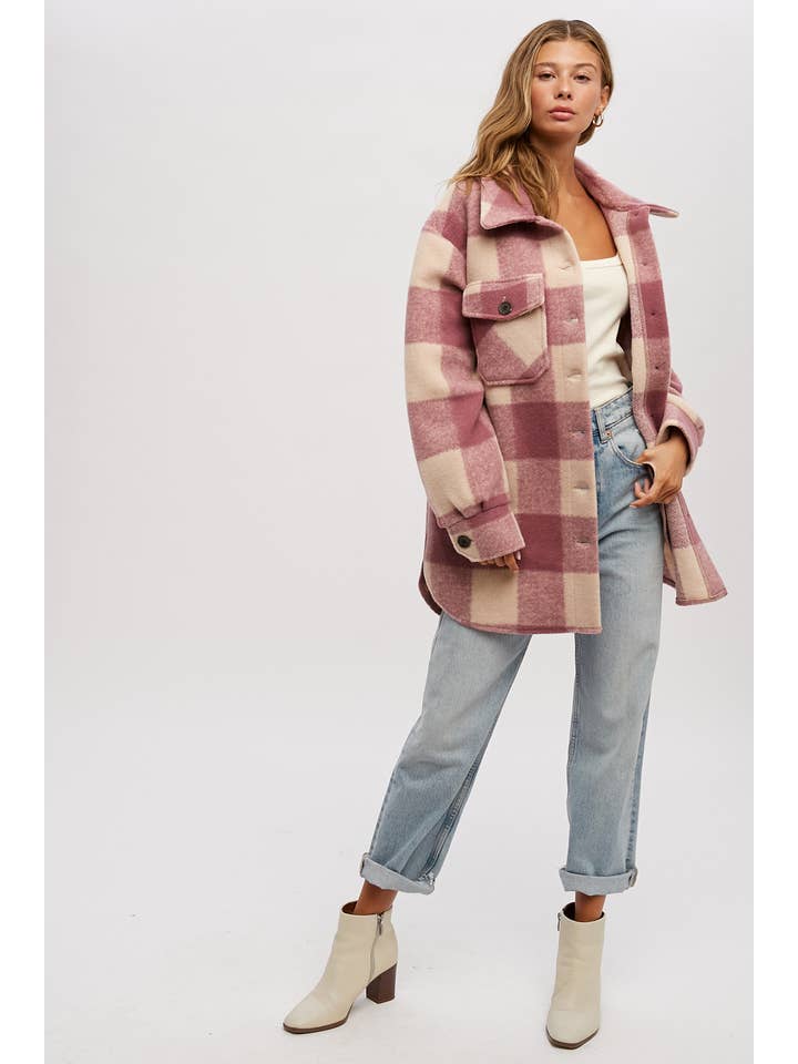 Bluivy – Engroshandel Frakke - Dame – BØRSTET PLAID OVERDIMENSIONERET FRAKKE31