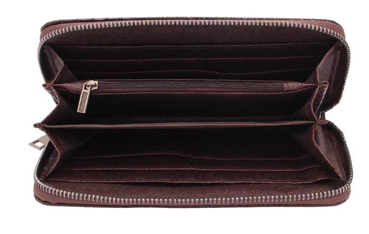 Tourtiwi - Vendita all'ingrosso Portafogli - Donna - Portafoglio lungo con cerniera e motivo coccodrillo3