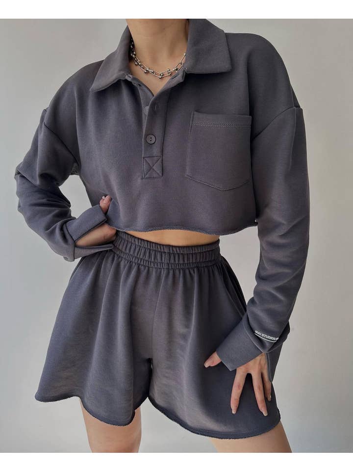 Sweetkama - Wholesale Lounge Set - Women's - Sweetkama Ladies Solid Color Top and Shorts Hoodie Daily Set10