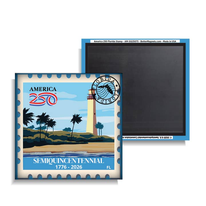 America250™ Florida Stamp for wholesale by BetterMagnets.com by Design Studio 88 Inc