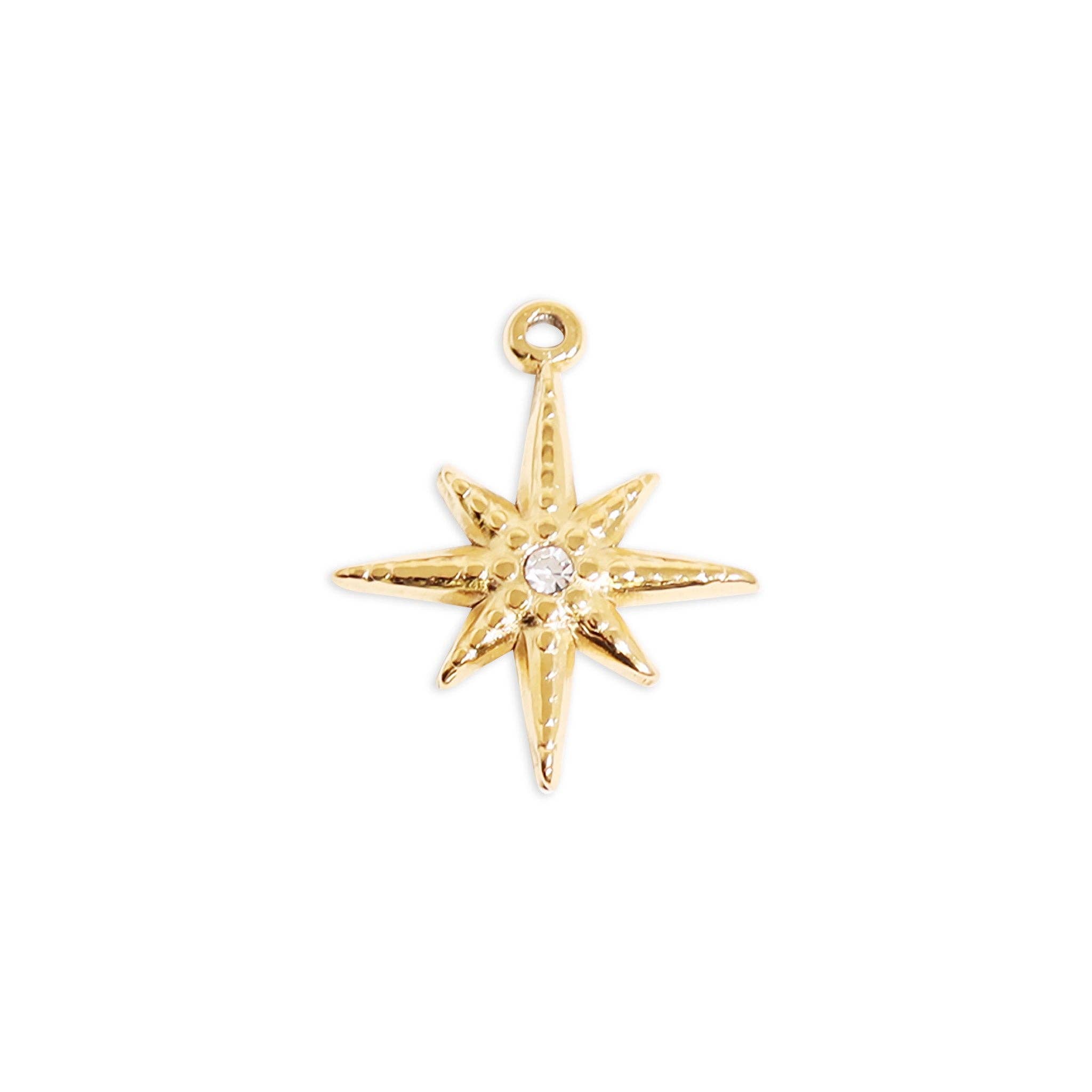 WJW - Wholesale Individual Charm/Pendant - 18K Gold Stainless Steel Compass Star Charm0