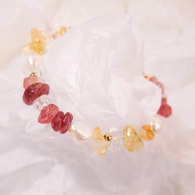 Summer Sweetness Bracelet With Strawberry Quartz And Citrine for wholesale by Pompon La Tulipe