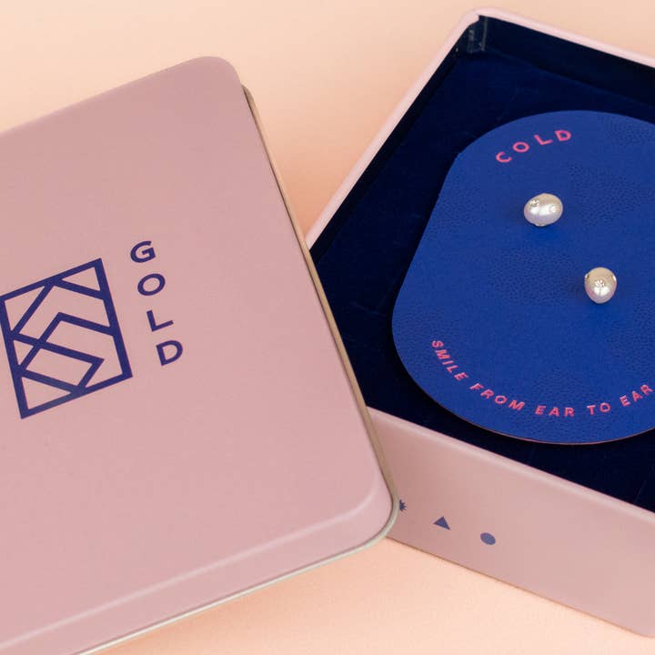 Cold Gold - Wholesale Stud/Post Earrings - The Aura Studs: Baroque Pearl and Crystal Gemstone Earrings5