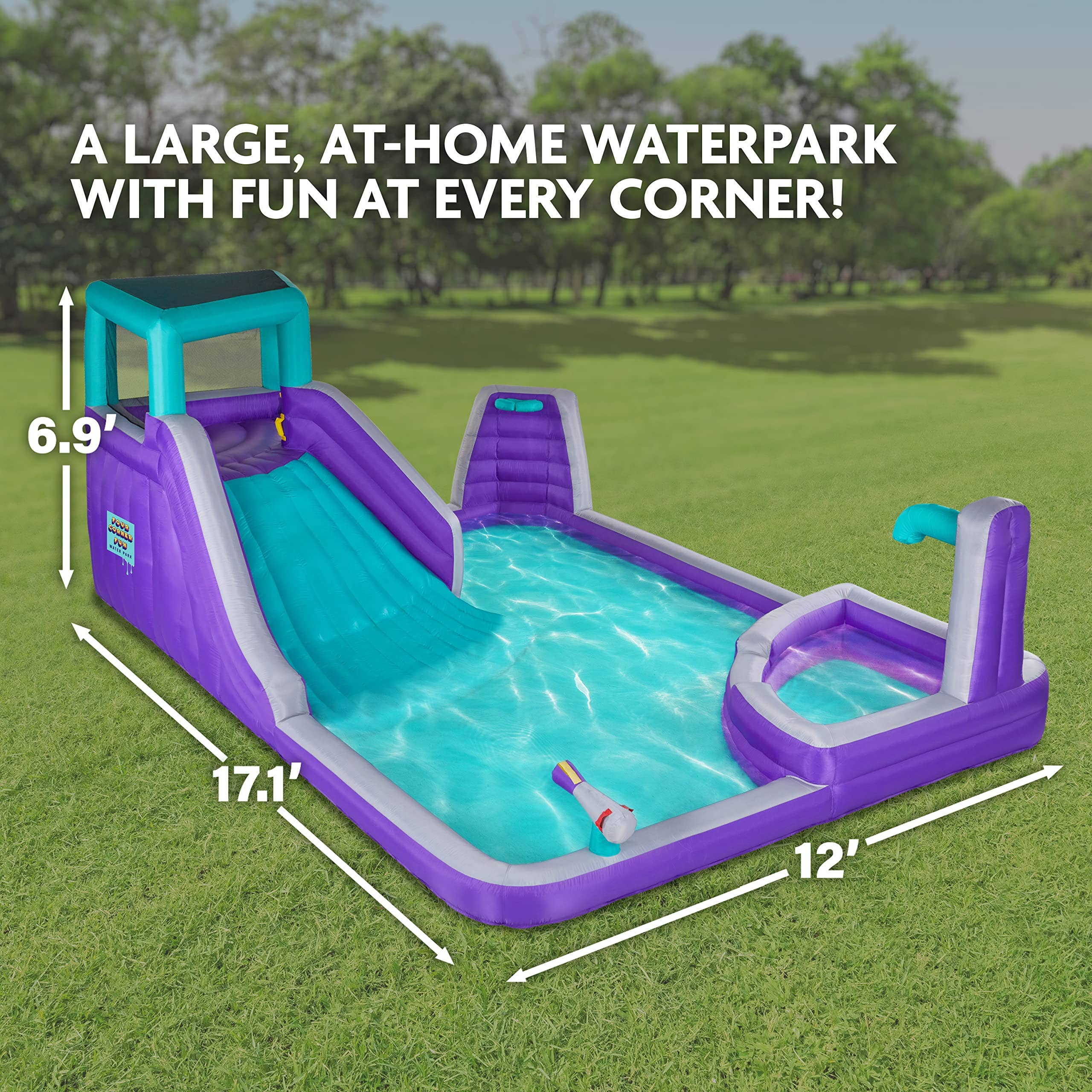 Sunny and Fun – wholesale Inflatables – Four Corner Inflatable Water Slide Park for Kids8