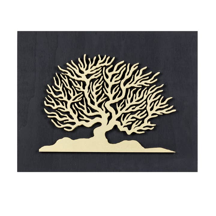 Árbol de la vida, decoración artística de pared de color dorado, respaldo negro 45 x 35 cm para venta al por mayor de ARTIA LTD