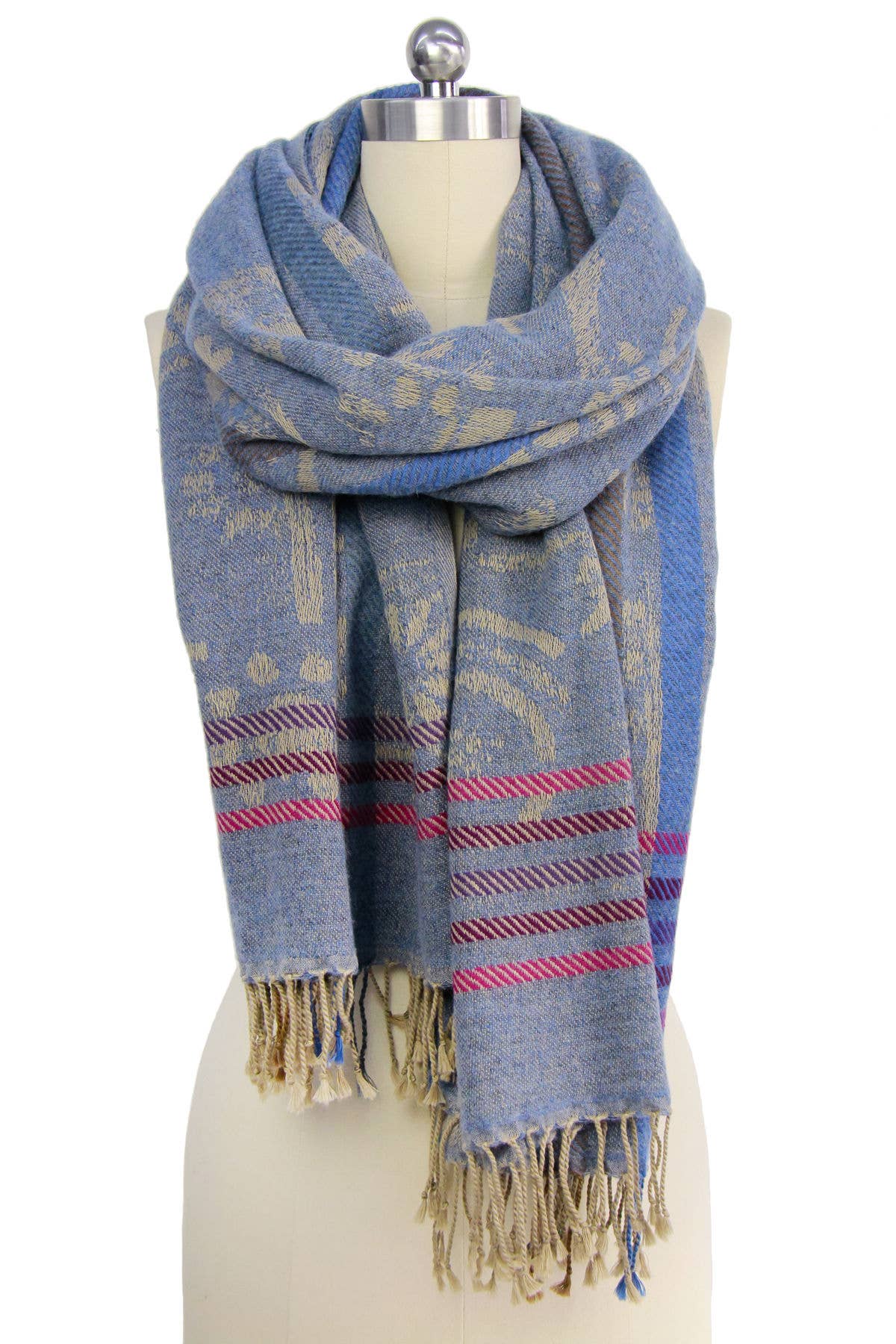 SAACHI – Großhandel Schal – Damen – Mehrgemusterter Wendeschal aus Denim4