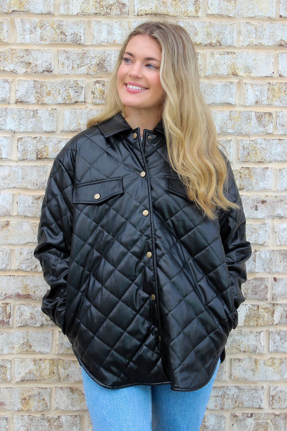JNC RT (Jen & Co. Outlet) - Wholesale Leather Jacket - Women's - JKT2392 Reign Vegan Leather Quilted Jacket0