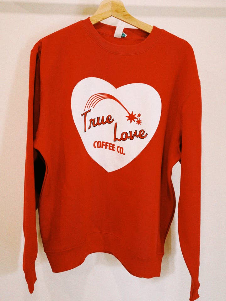 Cozy red sweater for wholesale by True Love Coffee Co.
