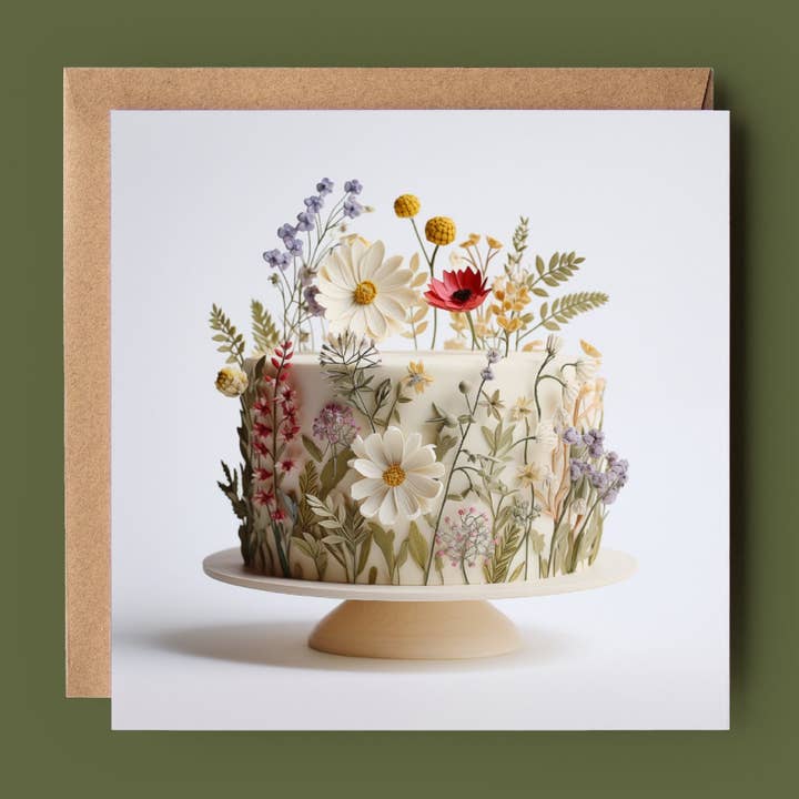 Garden Flower Cake 2D Printed Card for wholesale by Good Post Day
