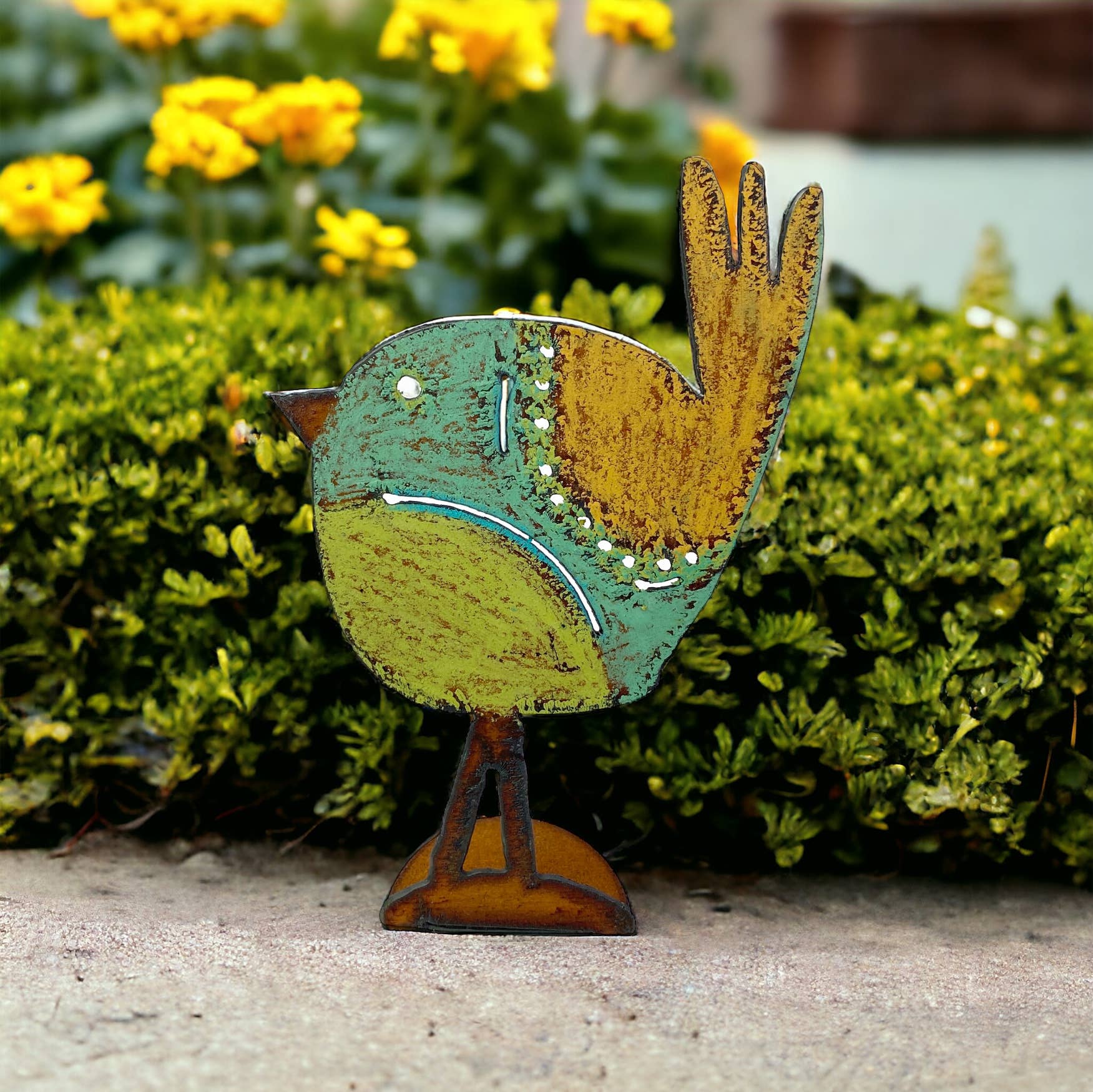 Whimsies – Objeto de mesa decorativo por atacado – Pássaro de metal reciclado para jardim, decoração de primavera ecológica2